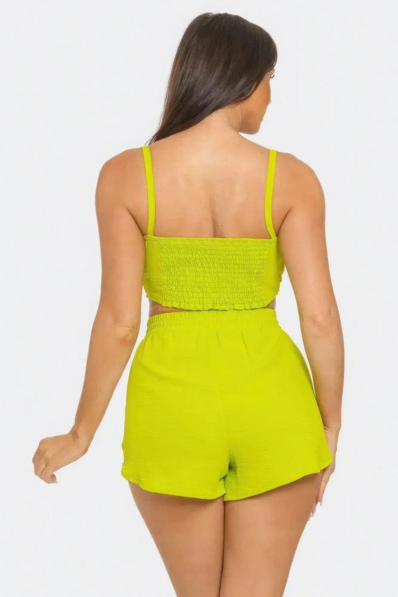 Front Oversized Bow Twisted Tie Top And Shorts Set | Mixtshop LLC