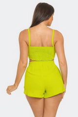 Front Oversized Bow Twisted Tie Top And Shorts Set | Mixtshop LLC