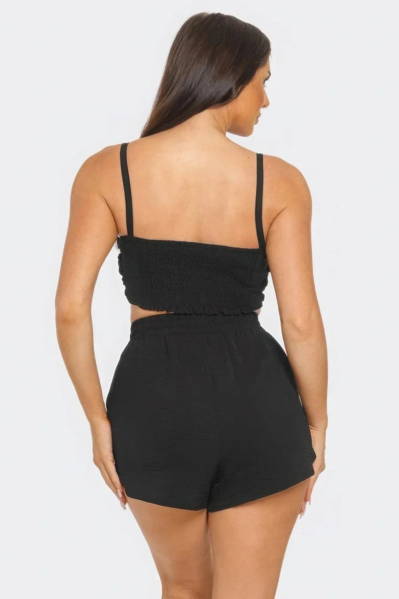 Front Oversized Bow Twisted Tie Top And Shorts Set | Mixtshop LLC
