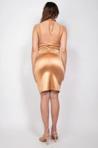 Ruched Mini Bodycon Halter Dress | Mixtshop LLC