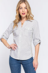 Long Slv Y/d Stripe Woven Shirt | Mixtshop LLC
