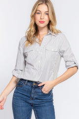 Long Slv Y/d Stripe Woven Shirt | Mixtshop LLC