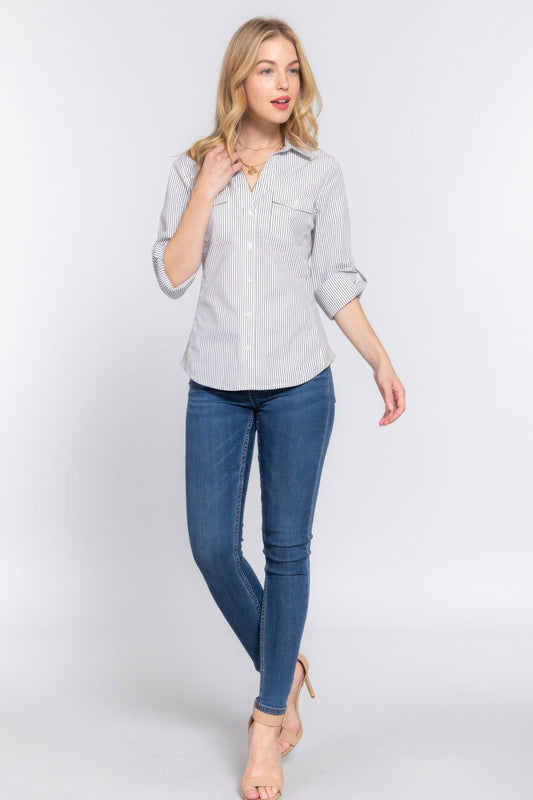 Long Slv Y/d Stripe Woven Shirt | Mixtshop LLC