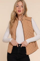 Suede Piping Quilted Padding Vest | Mixtshop LLC