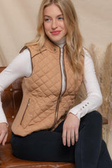 Suede Piping Quilted Padding Vest | Mixtshop LLC