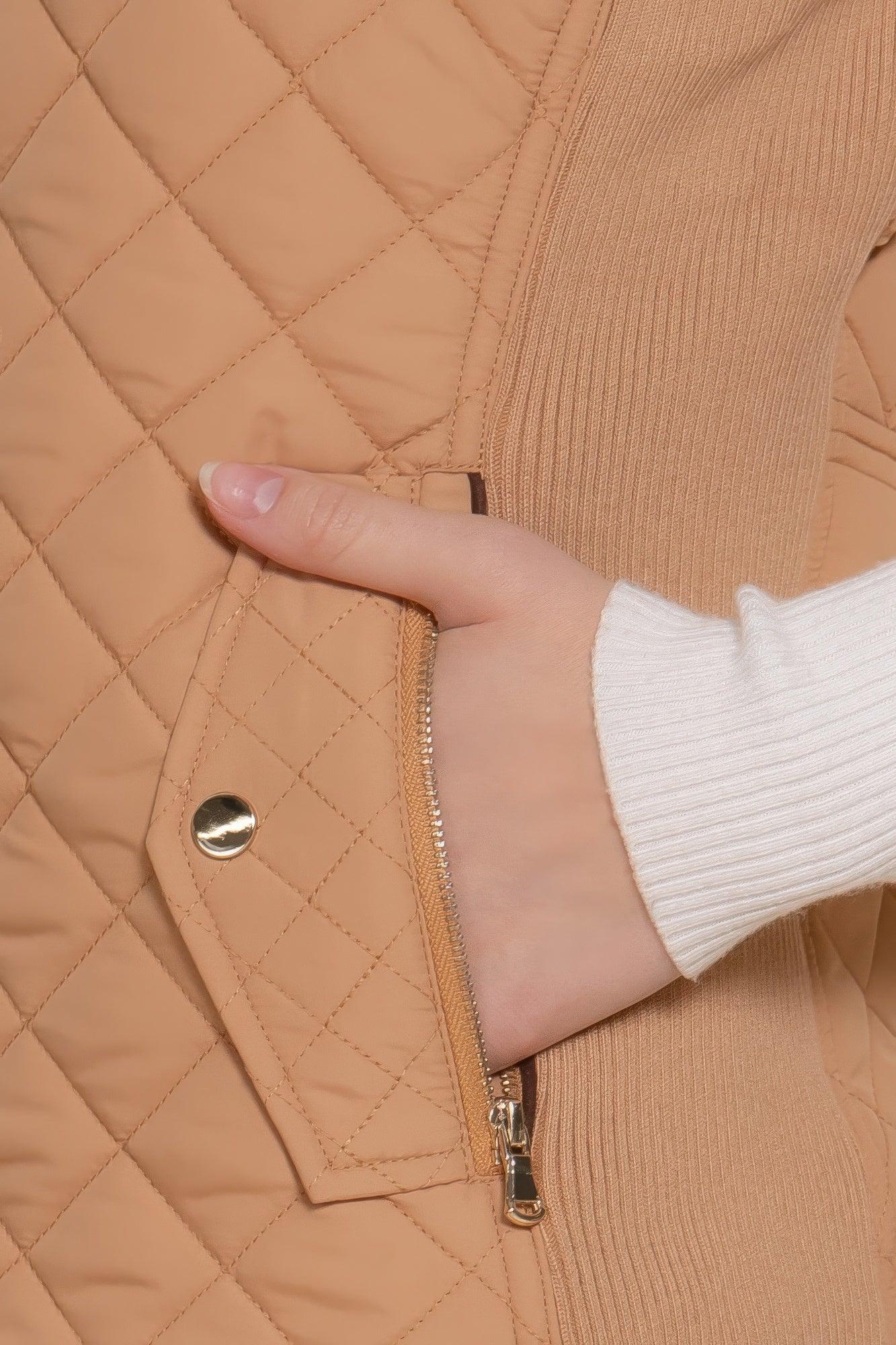 Suede Piping Quilted Padding Vest | Mixtshop LLC