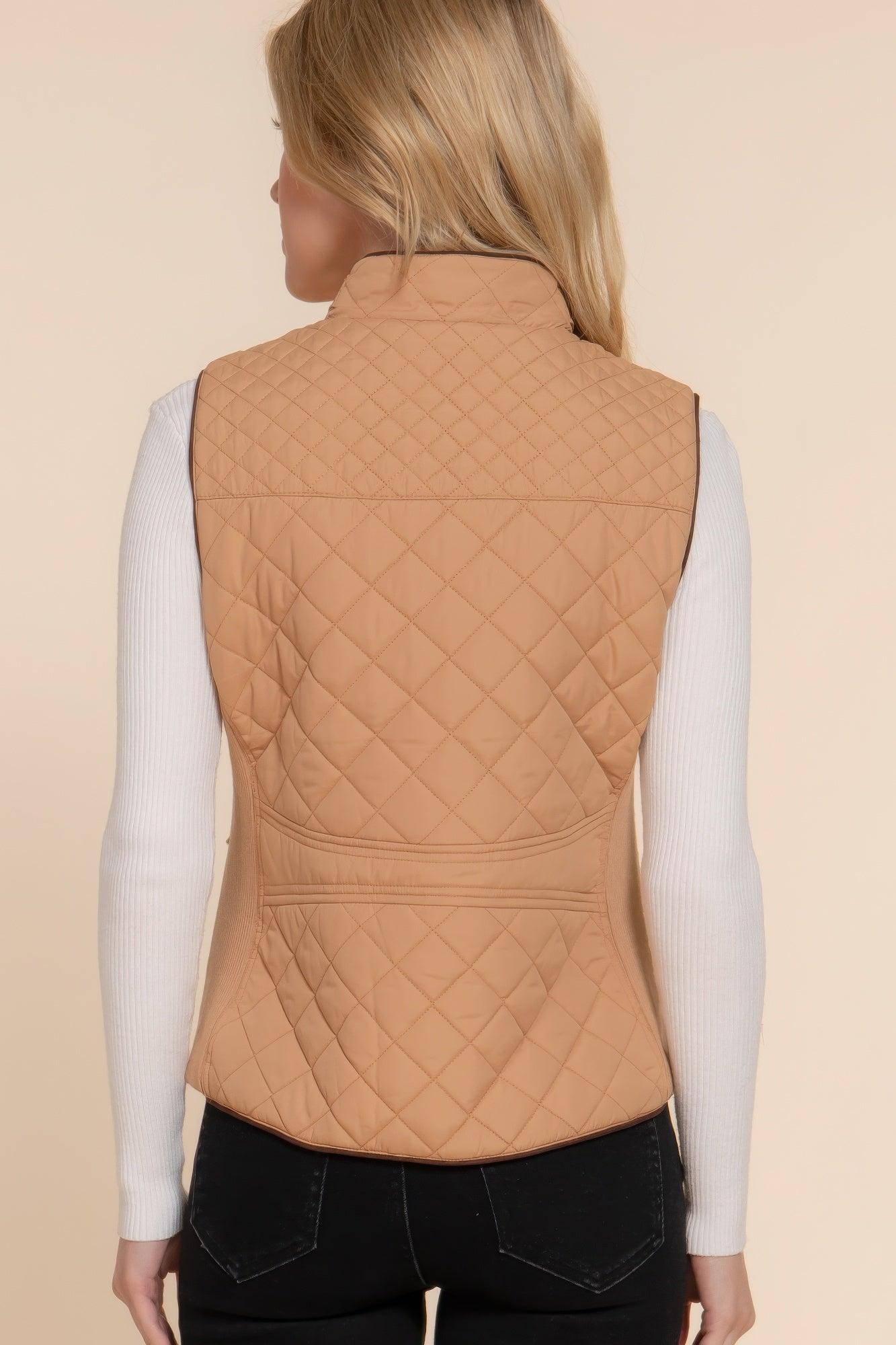 Suede Piping Quilted Padding Vest | Mixtshop LLC