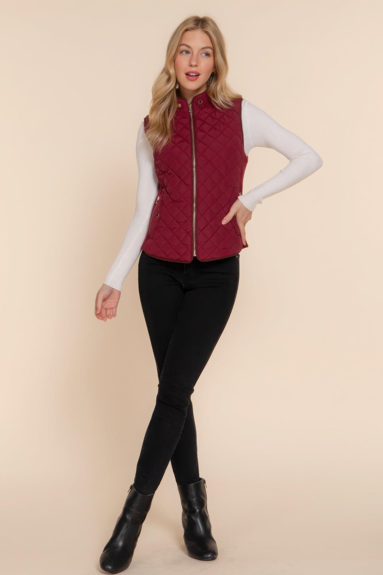 Suede Piping Quilted Padding Vest | Mixtshop LLC