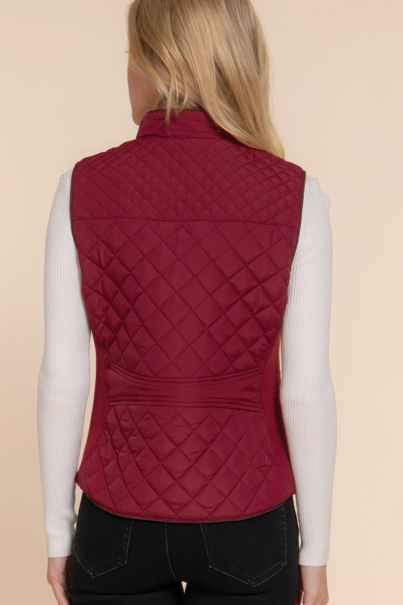 Suede Piping Quilted Padding Vest | Mixtshop LLC