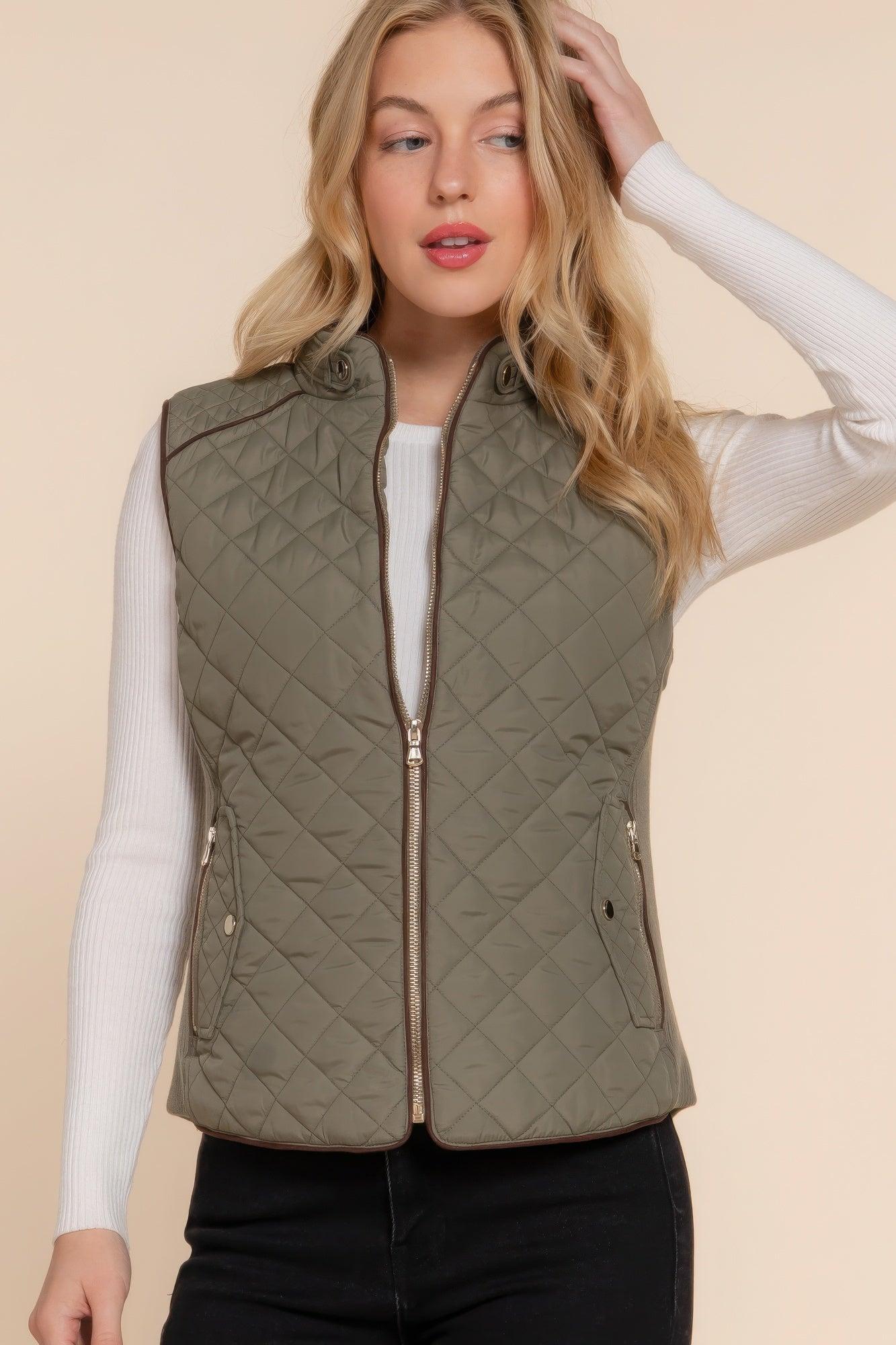 Suede Piping Quilted Padding Vest | Mixtshop LLC