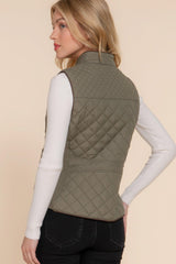 Suede Piping Quilted Padding Vest | Mixtshop LLC