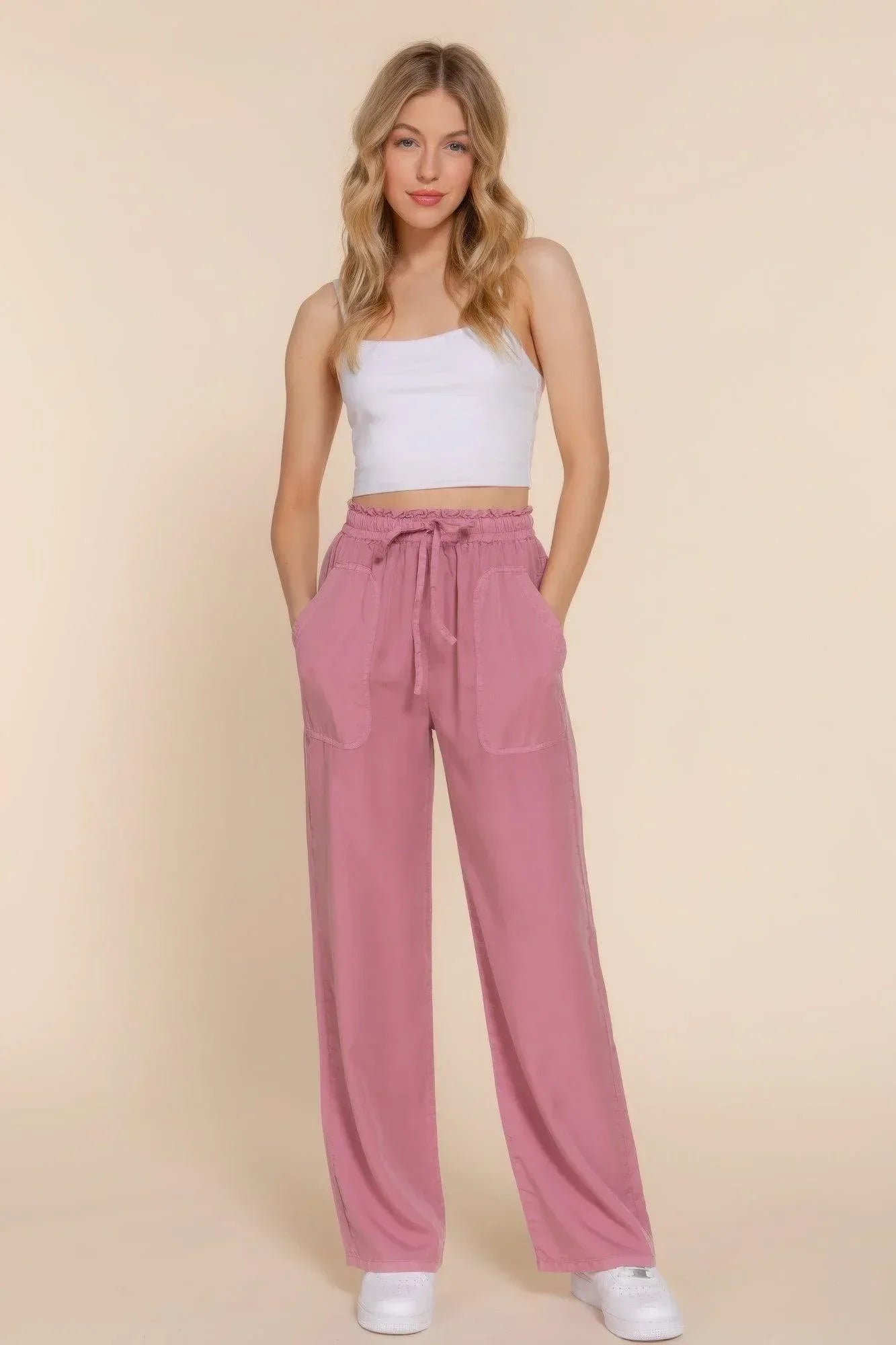 Elastic Waist Tencel Long Pants Secondary image
