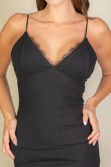 Eyelash Lace Trim Cami Mini Dress | Mixtshop LLC