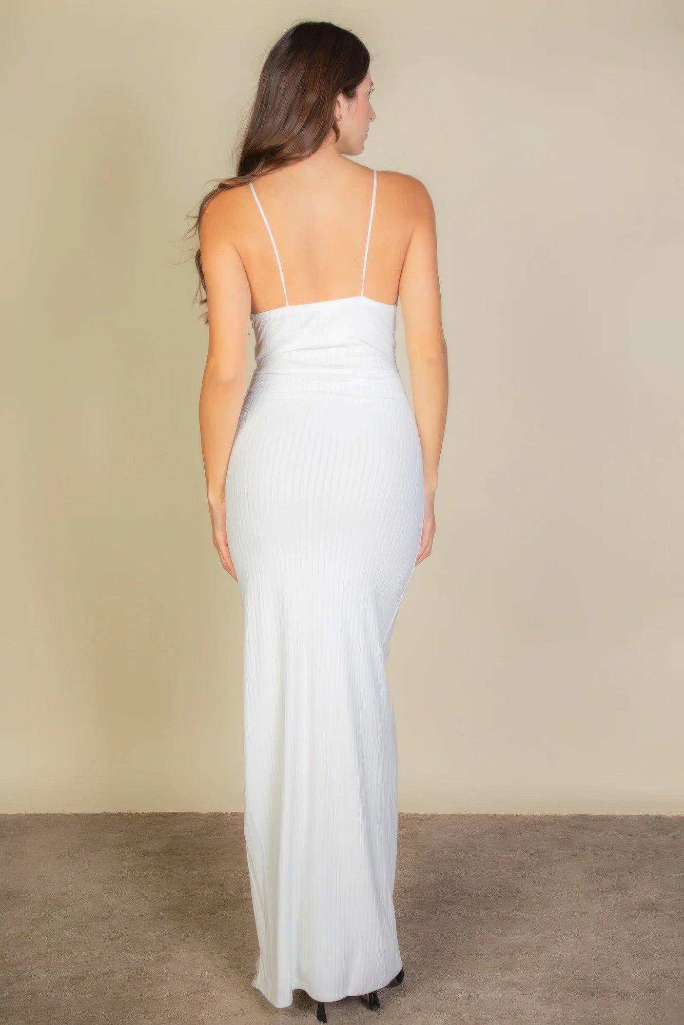 Eyelash Lace Trim Split Thigh Cami Dress | Mixtshop LLC