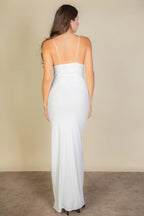 Eyelash Lace Trim Split Thigh Cami Dress | Mixtshop LLC