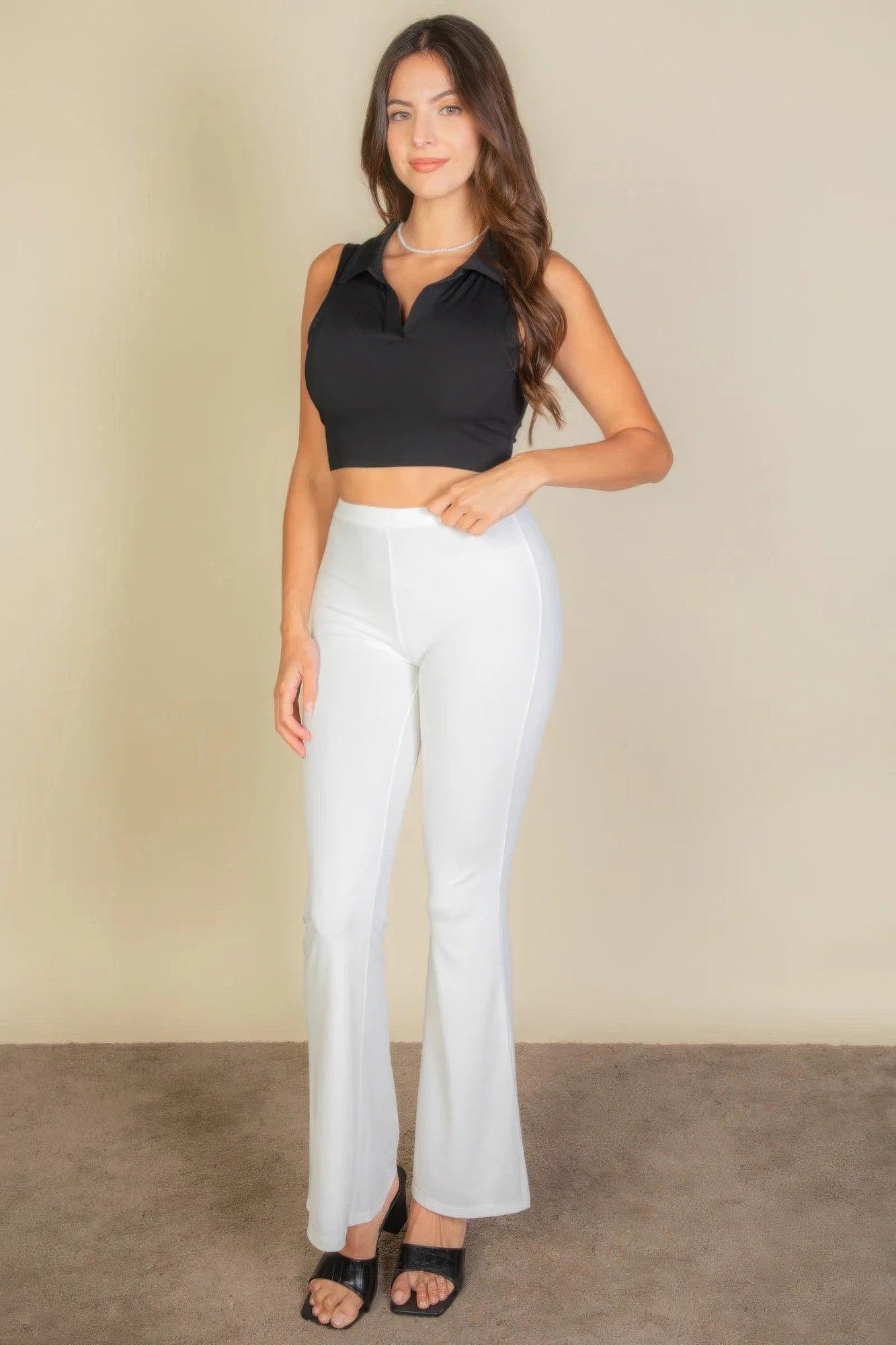 Solid Ribbed Polo Neck Tank Top Secondary image