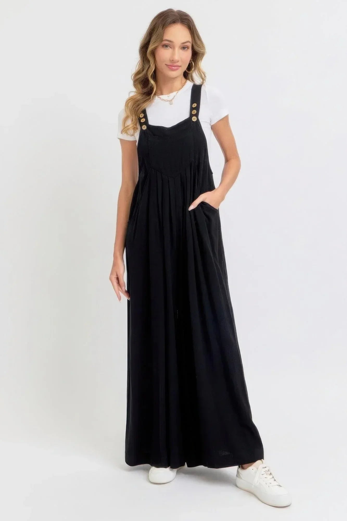 Adjustable Strap Overall Wide Leg Jumpsuit | Mixtshop LLC Main image