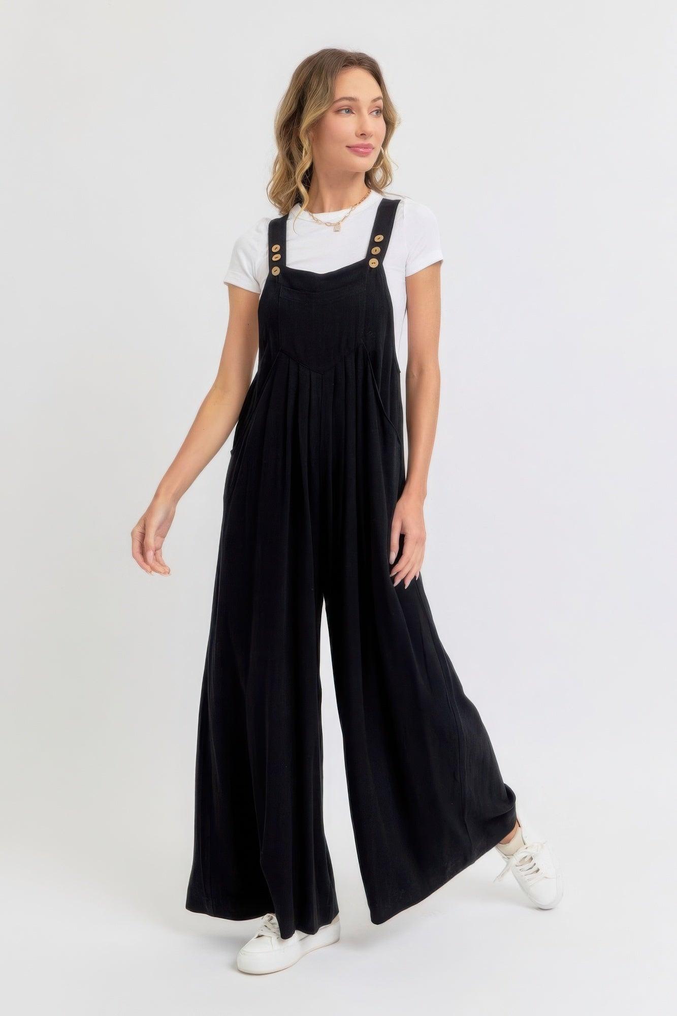 Adjustable Strap Overall Wide Leg Jumpsuit | Mixtshop LLC