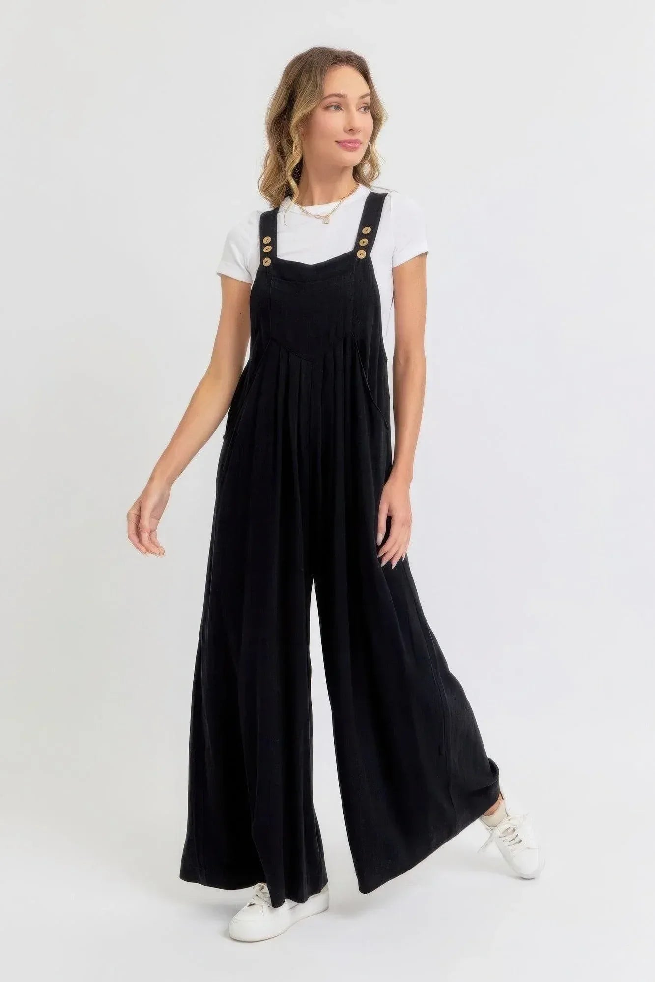 Adjustable Strap Overall Wide Leg Jumpsuit | Mixtshop LLC