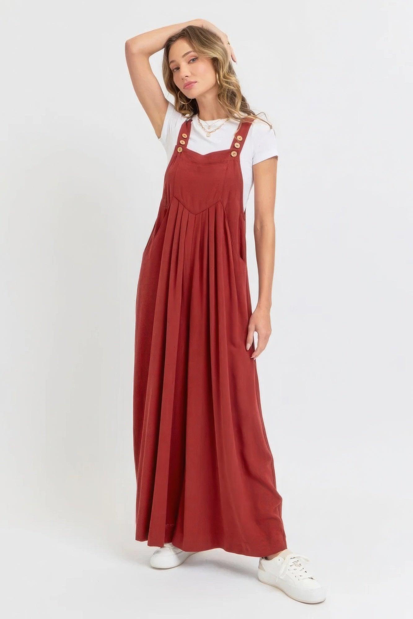 Adjustable Strap Overall Wide Leg Jumpsuit | Mixtshop LLC