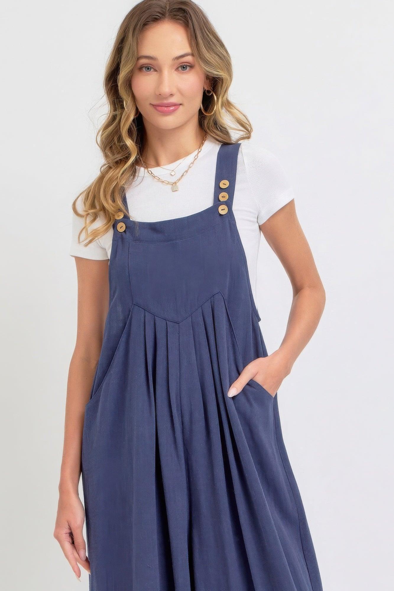 Adjustable Strap Overall Wide Leg Jumpsuit | Mixtshop LLC