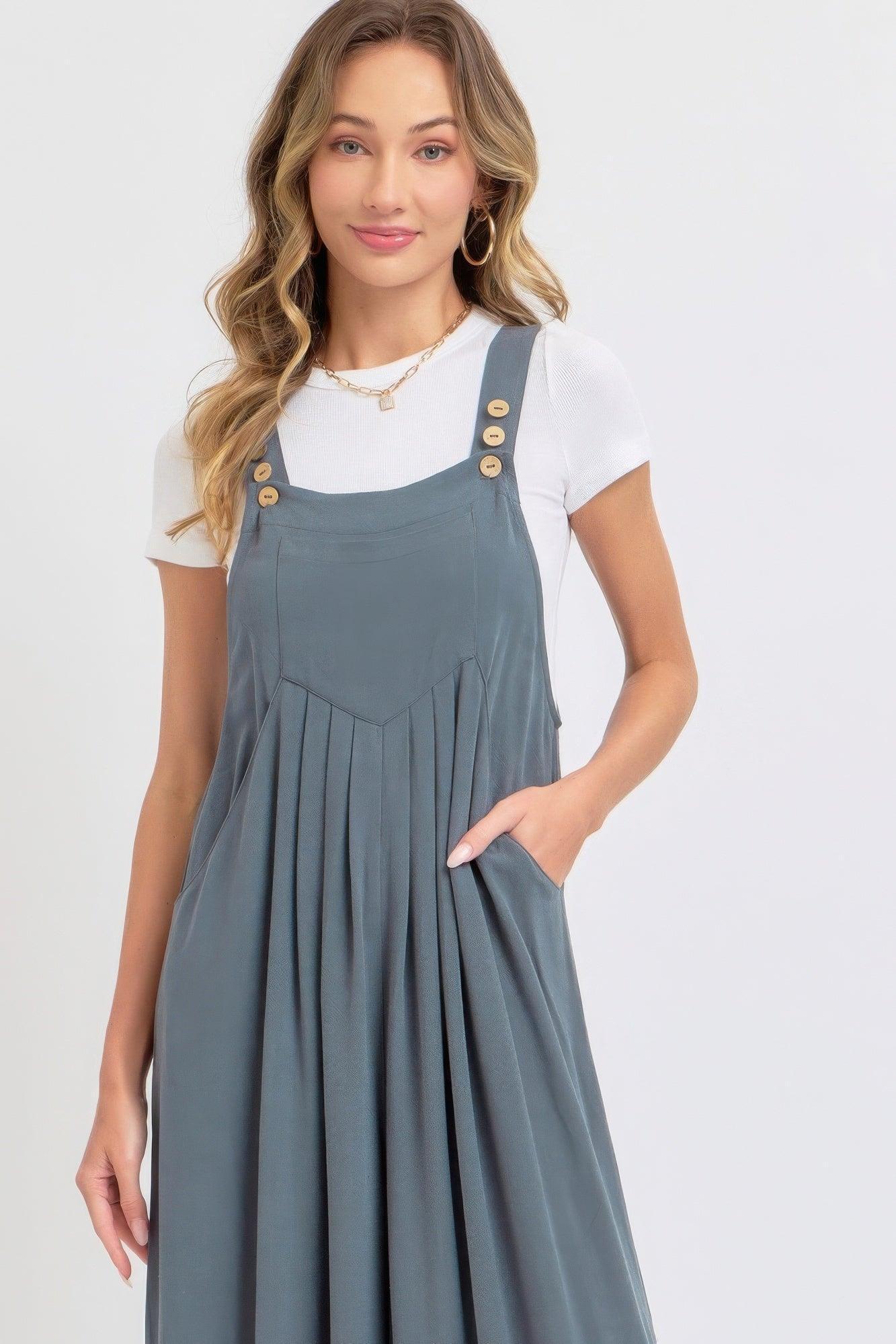 Adjustable Strap Overall Wide Leg Jumpsuit | Mixtshop LLC