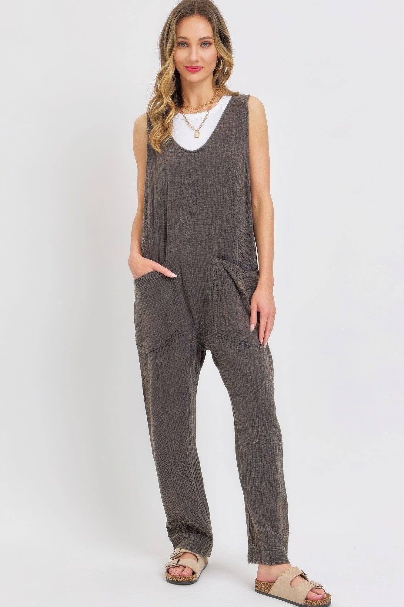 Mineral Washed Summer Jumpsuit | Mixtshop LLC Main image