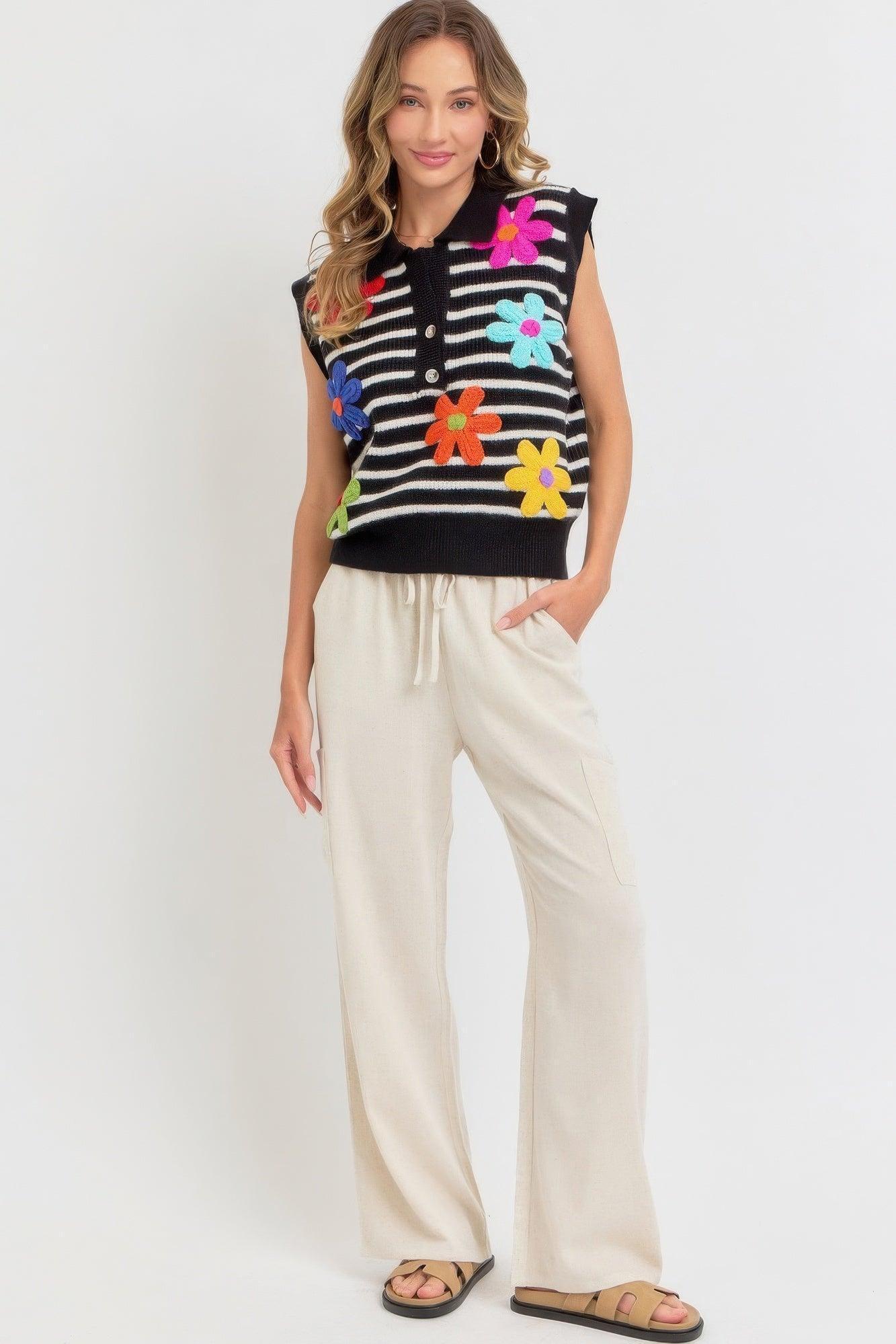 Flower Patch Stripe Knit Top Secondary image