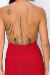 Halter Necklace Trim Long Dress | Mixtshop LLC