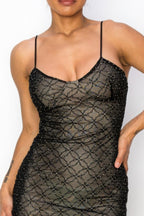 Black Mesh Mini Dress With Sequinbs | Mixtshop LLC
