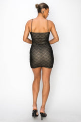 Black Mesh Mini Dress With Sequinbs | Mixtshop LLC