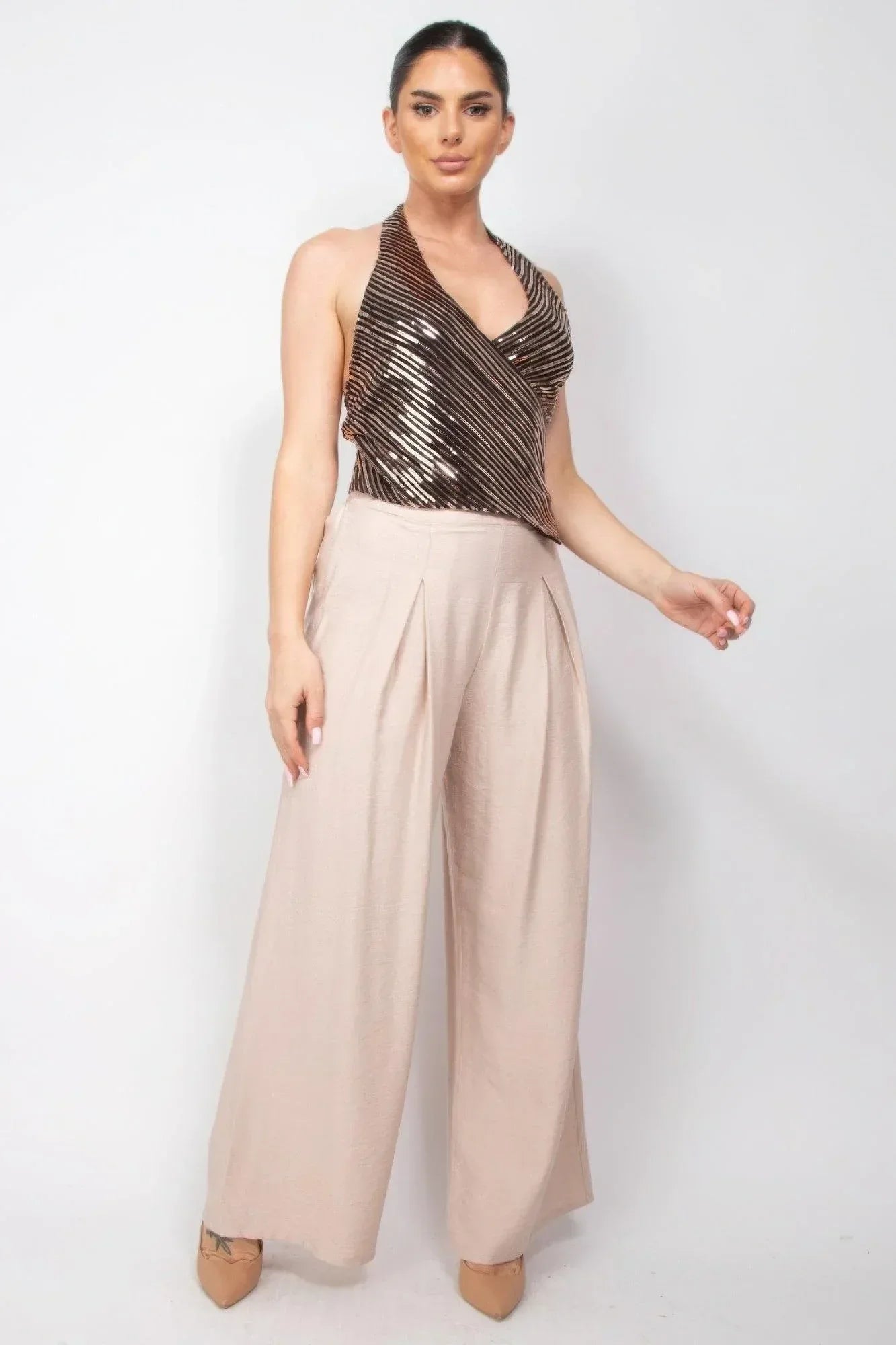 Surplice Halter Sequin Top Secondary image
