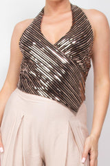 Surplice Halter Sequin Top | Mixtshop LLC