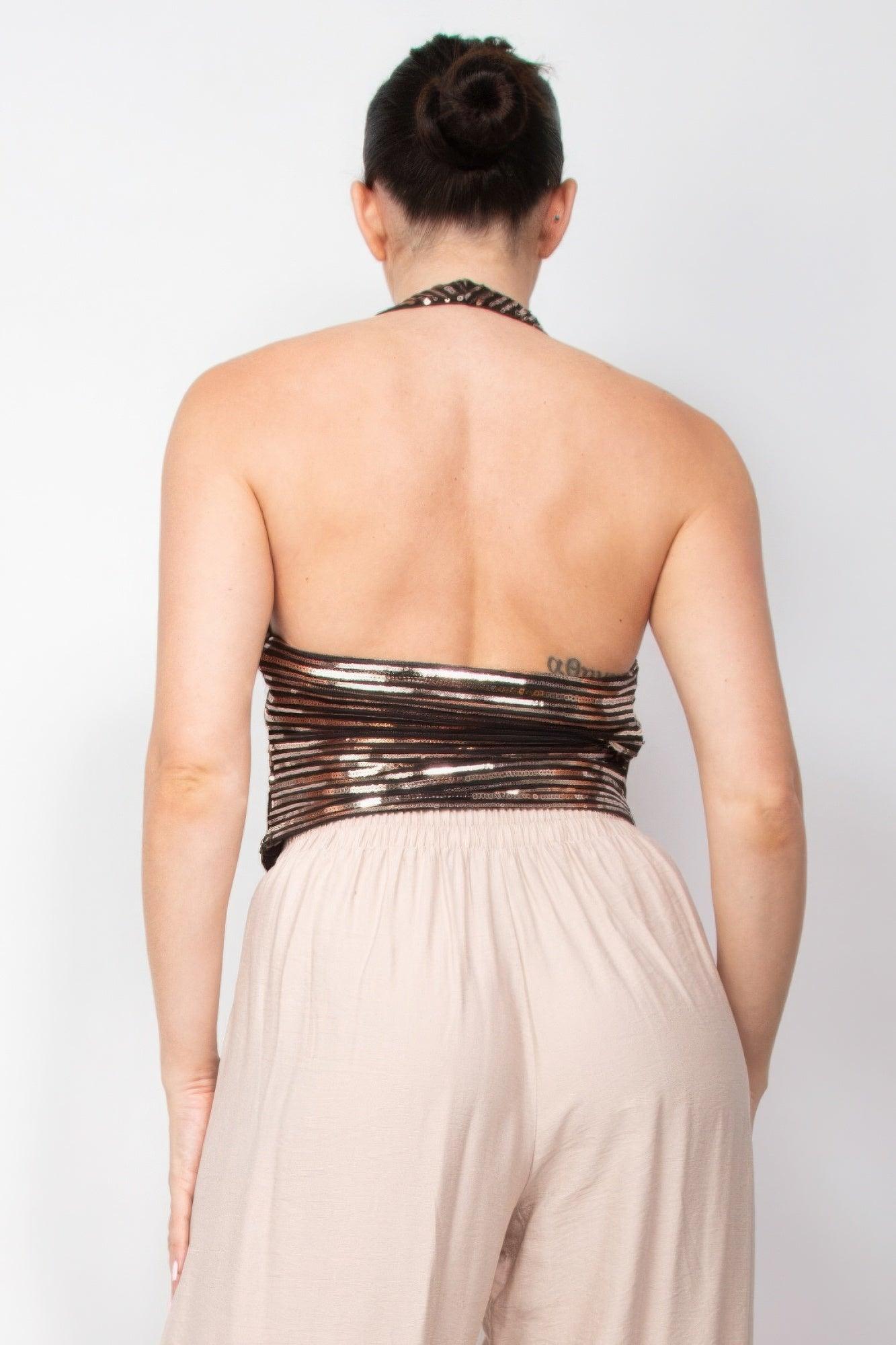 Surplice Halter Sequin Top | Mixtshop LLC