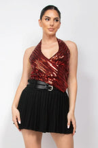 Surplice Halter Sequin Top | Mixtshop LLC
