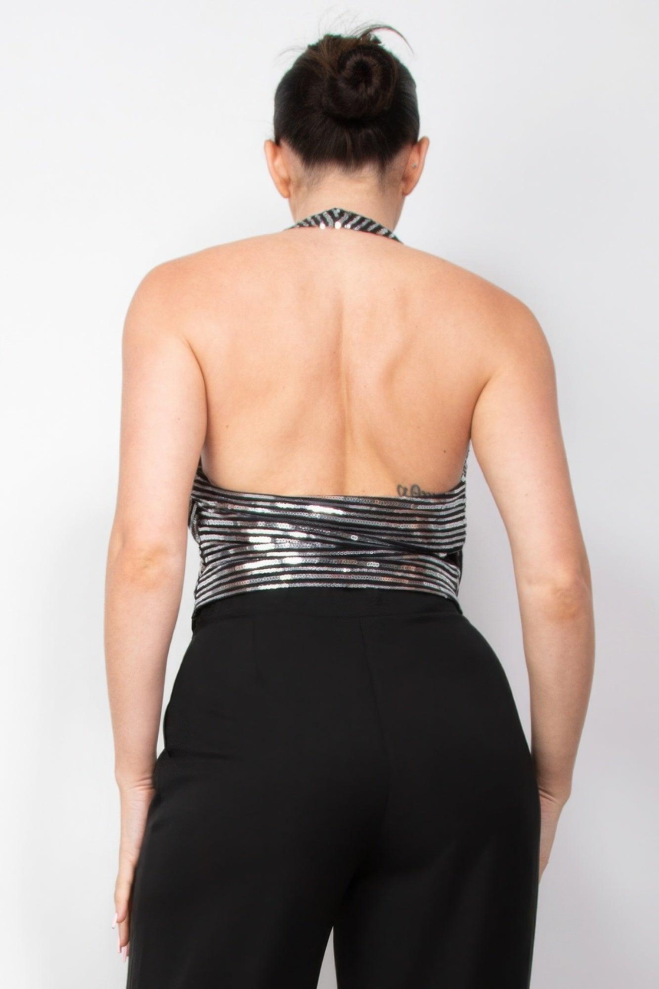 Surplice Halter Sequin Top | Mixtshop LLC