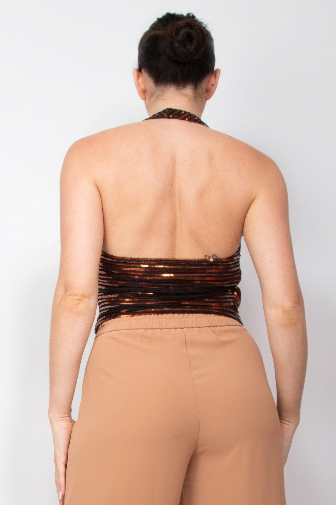 Surplice Halter Sequin Top | Mixtshop LLC