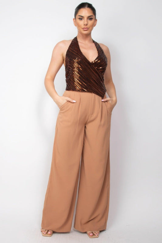 Surplice Halter Sequin Top | Mixtshop LLC