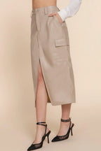 Faux Leather Midi Cargo Skirt | Mixtshop LLC