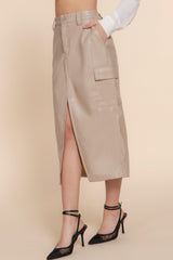 Faux Leather Midi Cargo Skirt | Mixtshop LLC