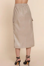 Faux Leather Midi Cargo Skirt | Mixtshop LLC
