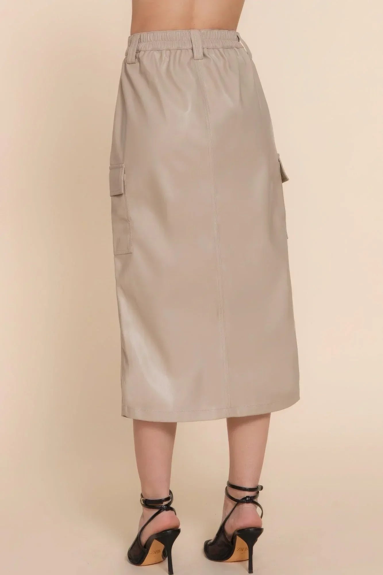 Faux Leather Midi Cargo Skirt | Mixtshop LLC