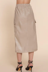 Faux Leather Midi Cargo Skirt | Mixtshop LLC