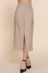 Faux Leather Midi Cargo Skirt | Mixtshop LLC