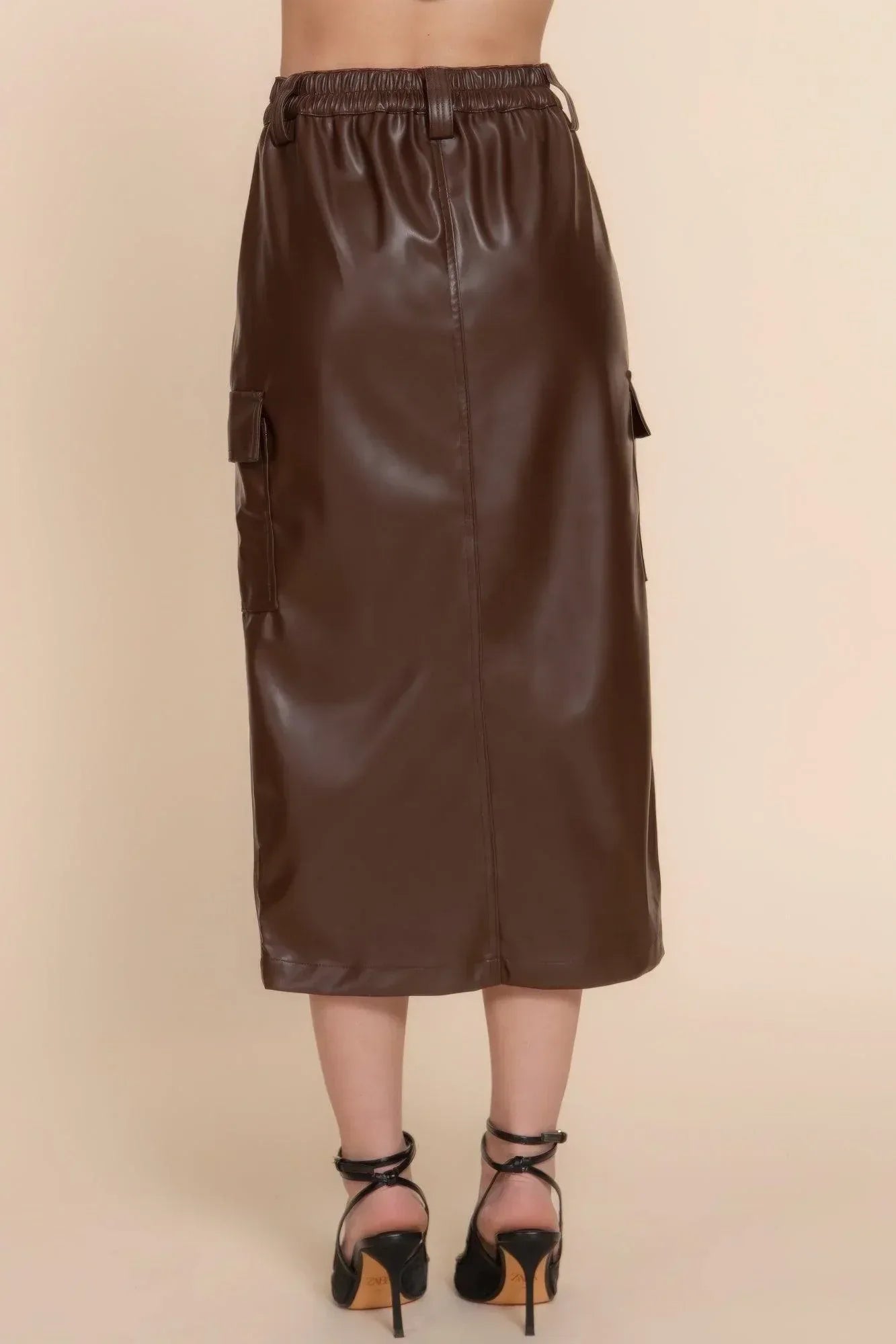 Faux Leather Midi Cargo Skirt | Mixtshop LLC