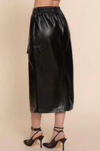 Faux Leather Midi Cargo Skirt | Mixtshop LLC