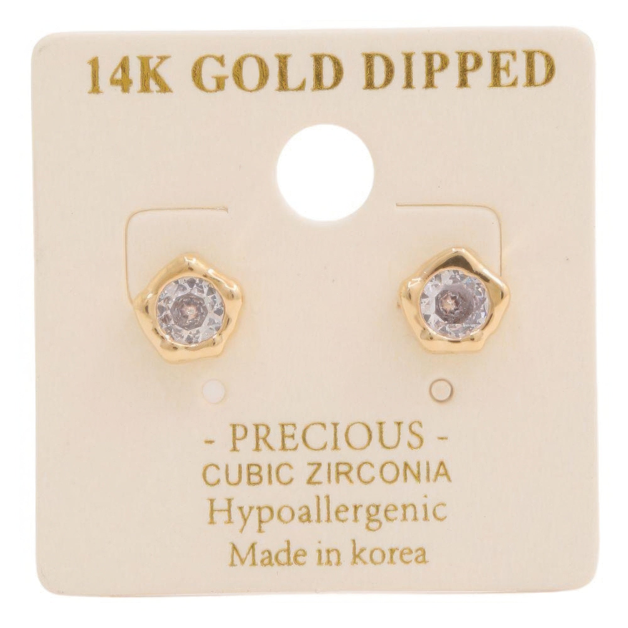 14k Gold Dipped Cz Stone Stud Earring | Mixtshop LLC