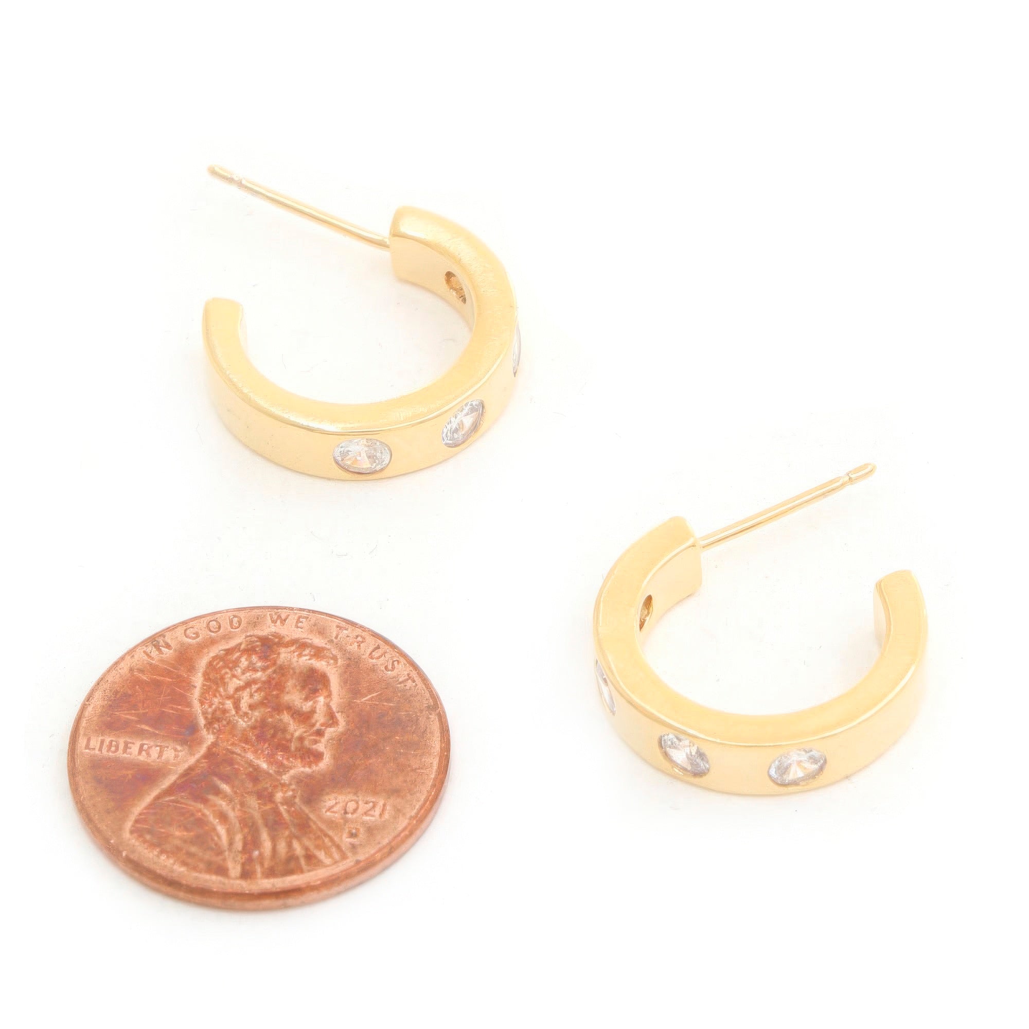14k Rhinestone Hoop Gold Dipped Earring | Mixtshop LLC
