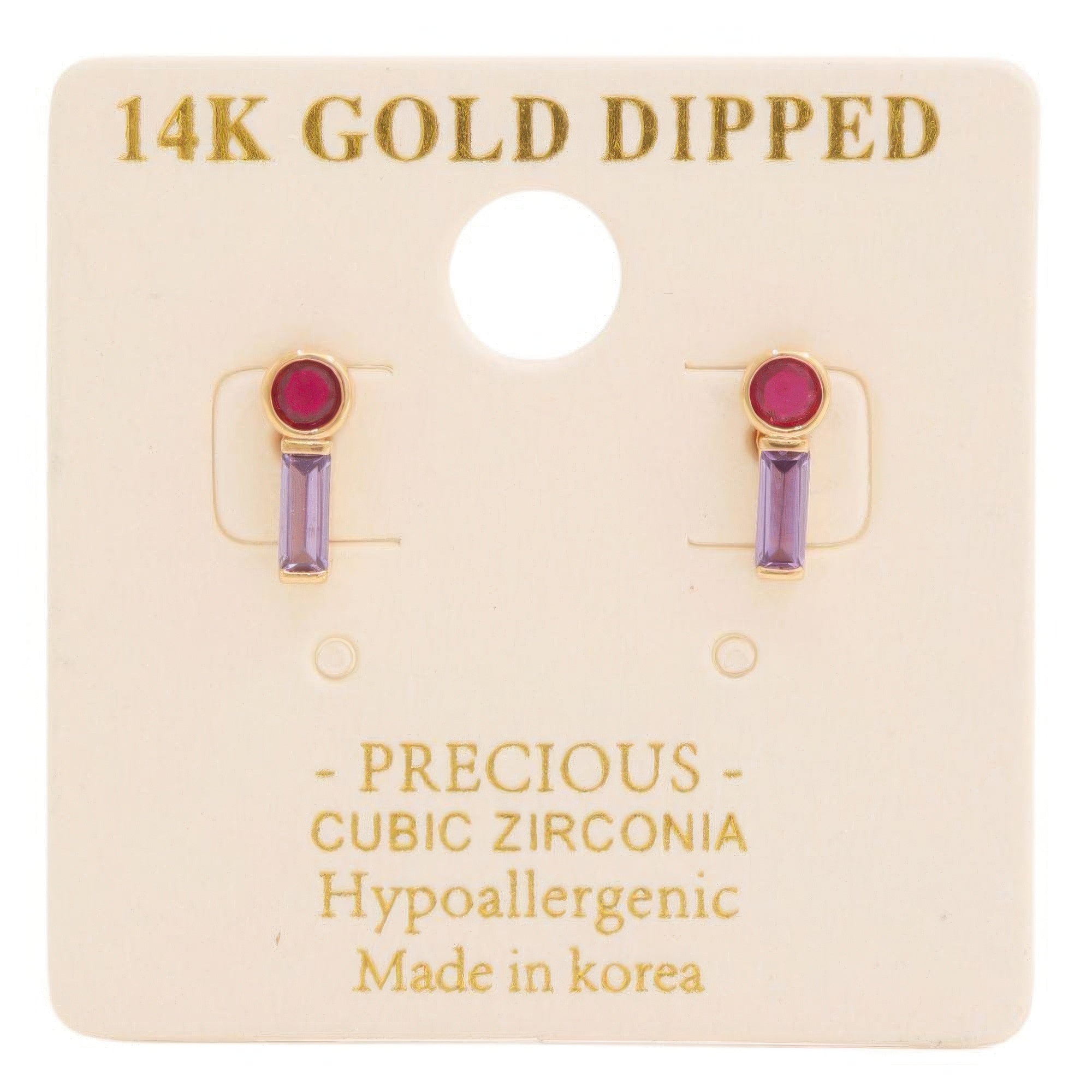 14k Gold Dipped Cz Stone Stud Earring | Mixtshop LLC