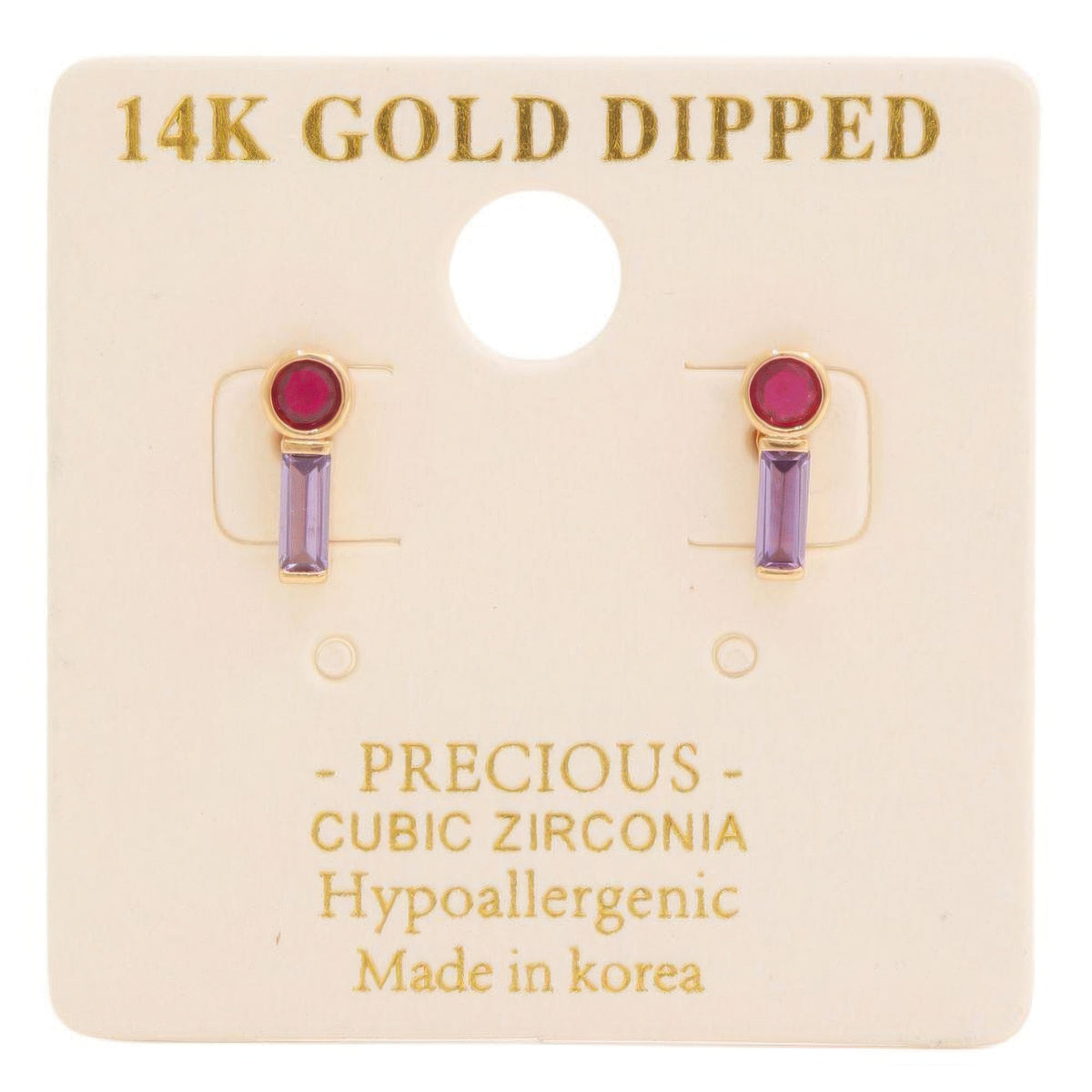 14k Gold Dipped Cz Stone Stud Earring | Mixtshop LLC